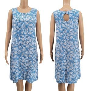 ISLAND Beach Blue Midi Dress with White Tropical Floral Pineapple Print